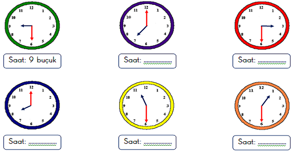 1. Sınıf Matematik Zamanı Ölçme (Saatler) Etkinliği 1