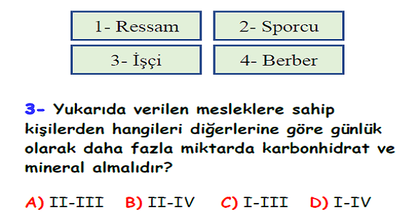 4. Sınıf Fen Bilimleri Besinlerimiz Yaprak Test-1