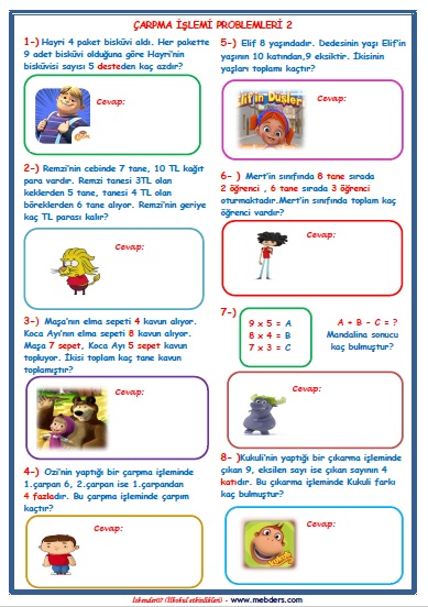 2. Sınıf Matematik Çarpma İşlemi Problemleri 2