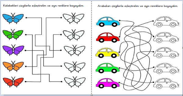 1. Sınıf Matematik Eş Nesneler (Eşleştirme ve Boyama) Etkinliği 6