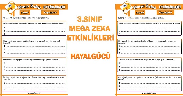 3. Sınıf Mega Zeka Etkinliği - Hayalgücü