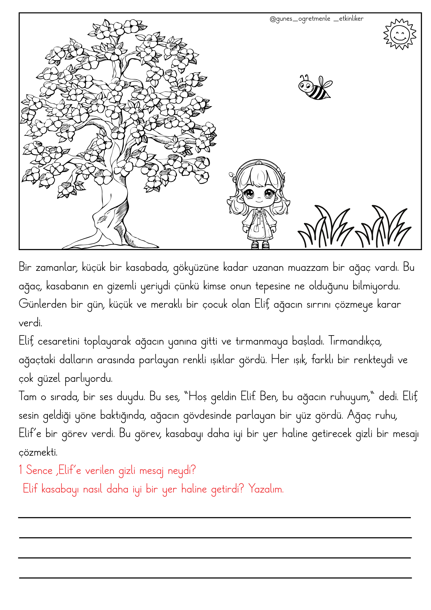 1. Sınıf Türkçe Hikaye Yazma