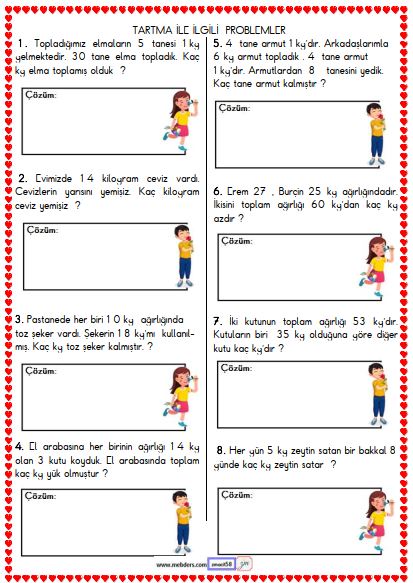 2. Sınıf Matematik  Tartma ile İlgili Problemler Etkinliği 4