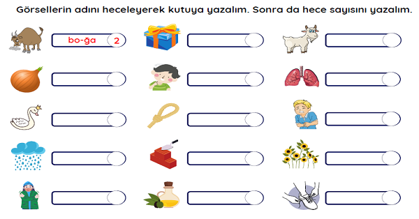 1. Sınıf İlk Okuma Yazma Ğ-ğ Sesi Görselleri ve Hecelere Ayırma