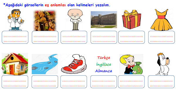 4. Sınıf Türkçe Eş Anlamlı Kelimeler