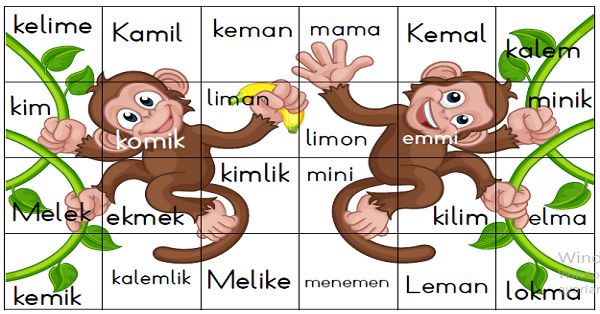 1. Sınıf İlk Okuma Yazma (M-m Sesi) Puzzle Çalışması-Renkli Ve Renksiz