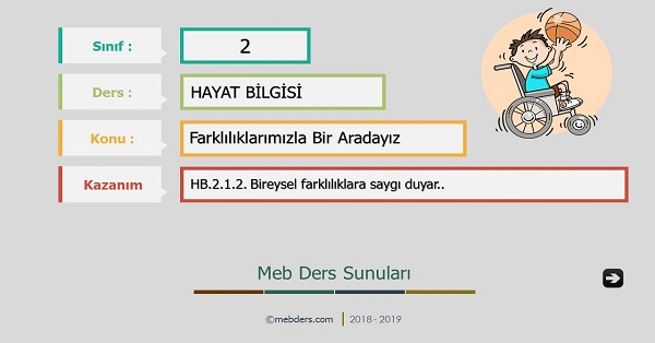 2. Sınıf Hayat Bilgisi Farklılıklarımızla Bir Aradayız Sunusu