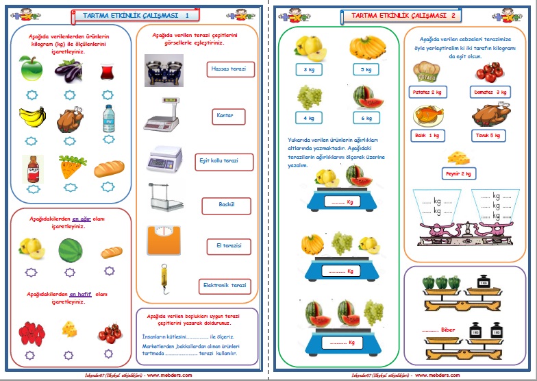 2. Sınıf Matematik Tartma Etkinlikleri 1-2   (2 Sayfa)