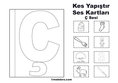 1. Sınıf İlk Okuma Kes Yapıştır Ses Kartı - Ç Sesi
