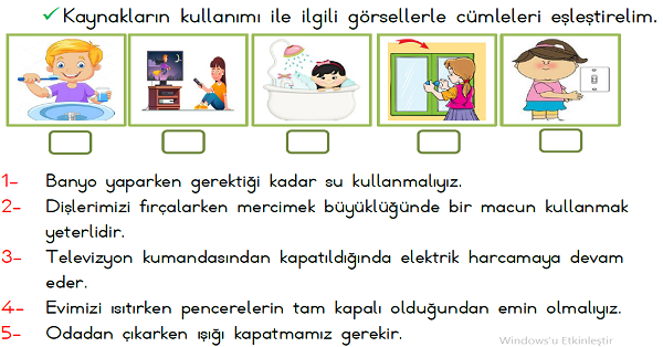 1. Sınıf Hayat Bilgisi Kaynakların Kullanımı Etkinliği