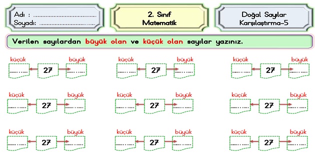 2. Sınıf Matematik Doğal Sayılar-Karşılaştırma Etkinliği-5