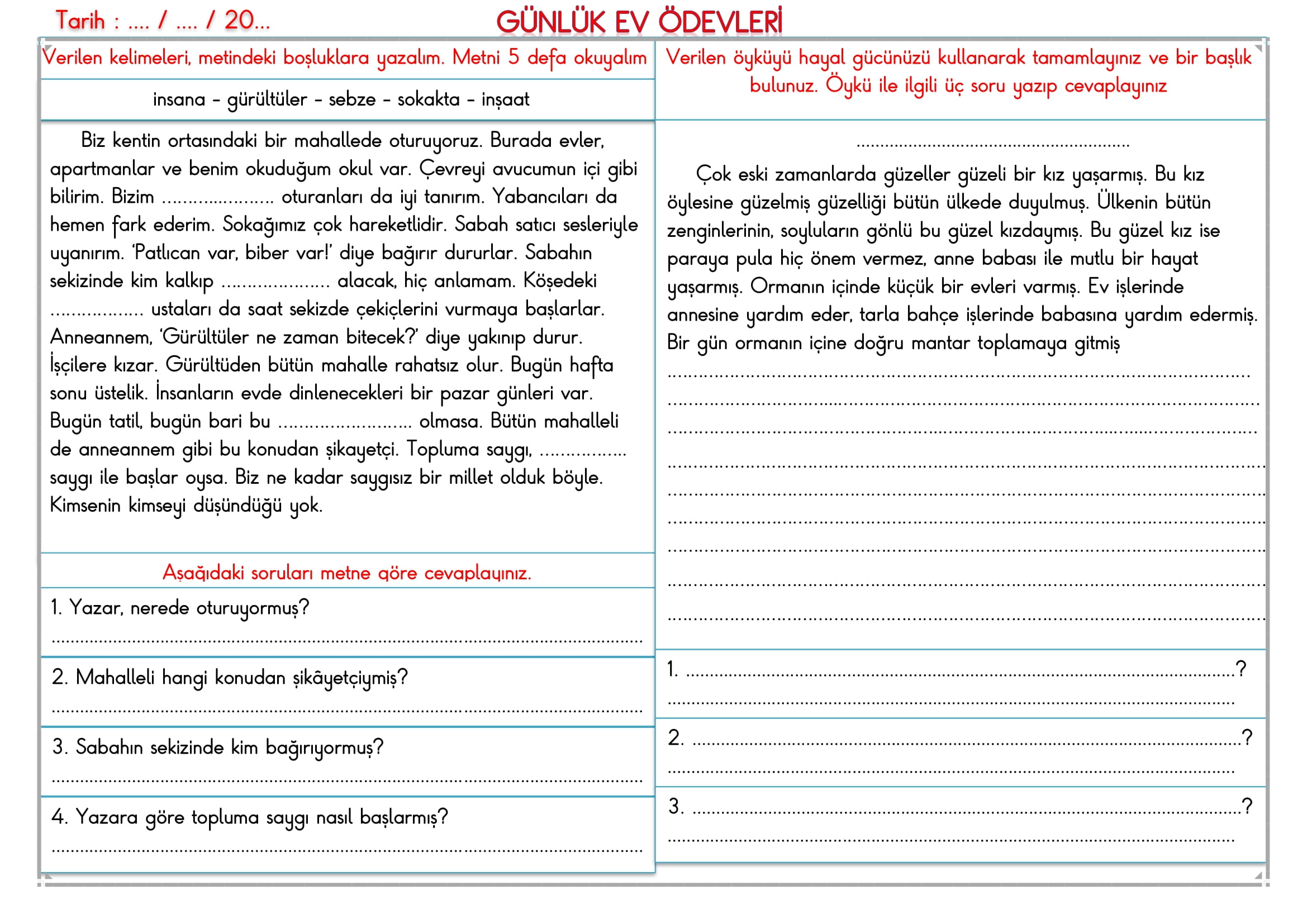 2. Sınıf 09 Nisan 2025 Günlük Ev Ödevi