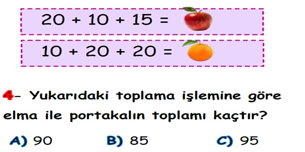 2. Sınıf Matematik Toplama İşlemi-Yaprak Test-2