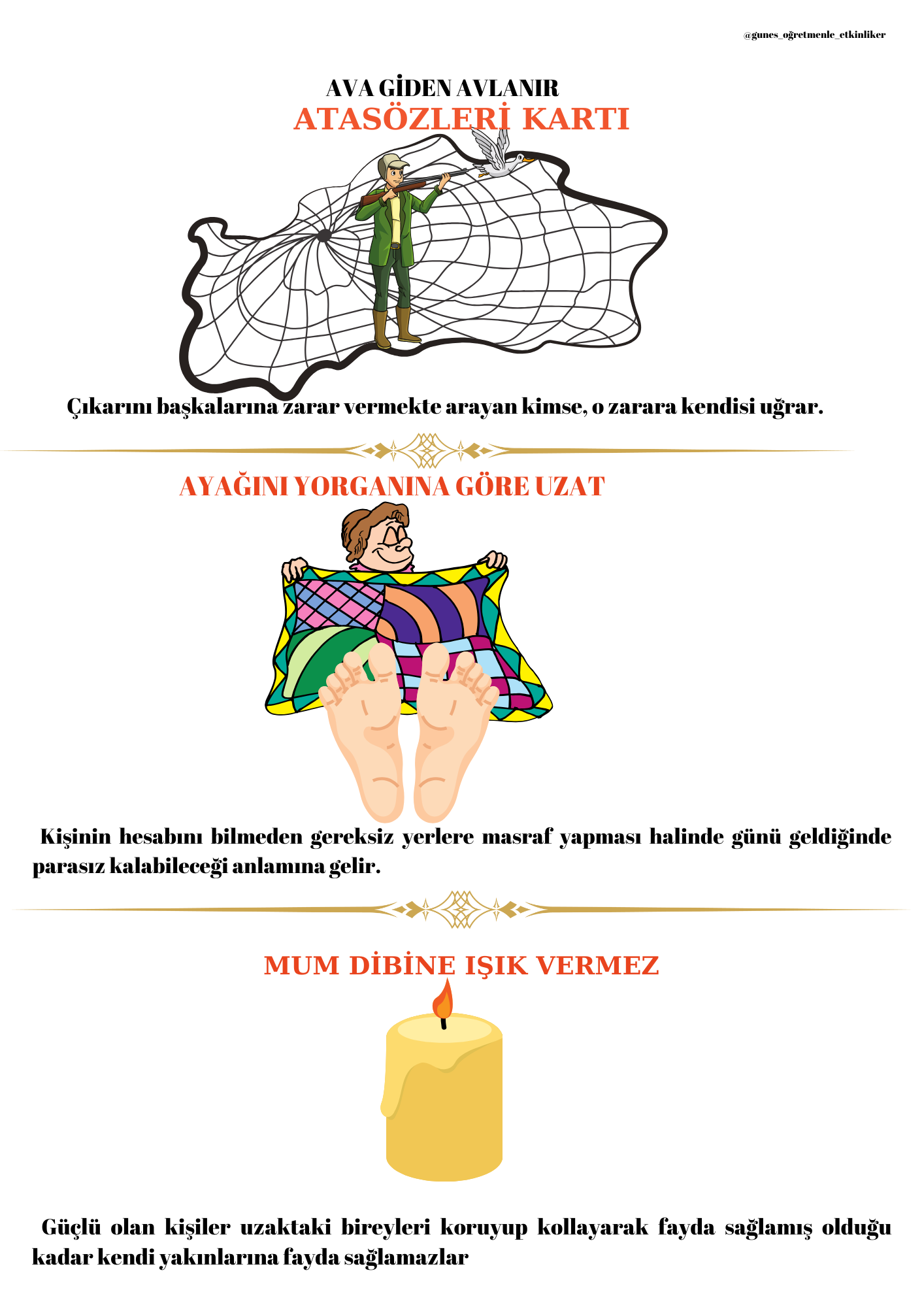 Dilimizin Zenginlikleri Atasözleri Kartı 3