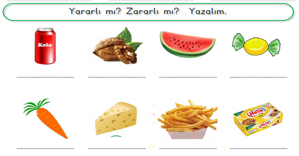 1. Sınıf Hayat Bilgisi Sağlıklı Beslenme Etkinliği