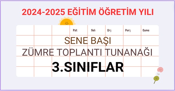 2024-2025 Eğitim Öğretim Yılı 3. Sınıflar Sene Başı Zümre Öğretmenler Kurulu Toplantı Tutanağı