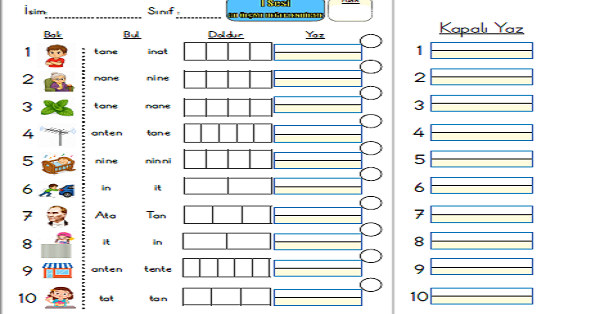1. Sınıf İlk Okuma Yazma İ Sesi Süreç Değerlendirme Diktesi