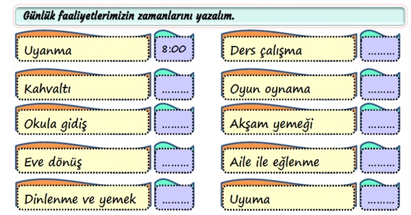 2. Sınıf Hayat Bilgisi Planlı Hayat Çok Rahat Etkinliği