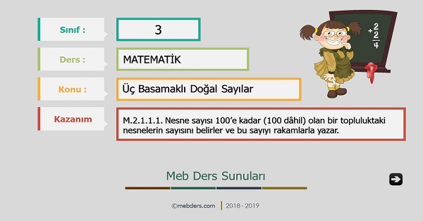 3. Sınıf Matematik Üç Basamaklı Doğal Sayılar Sunusu