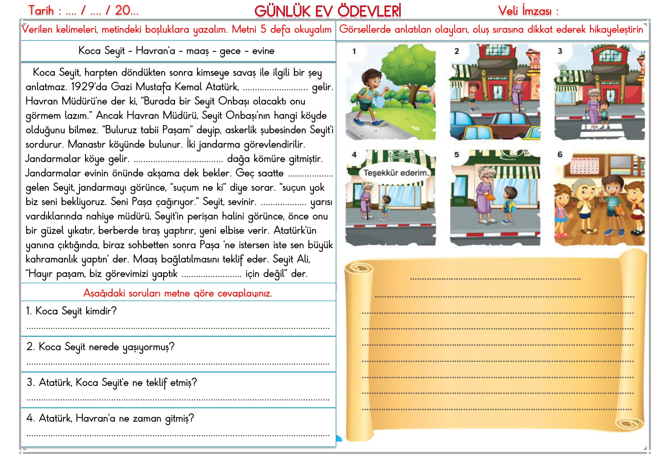 2. Sınıf 06 Ocak 2025 Günlük Ev Ödevi