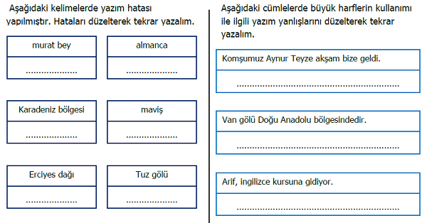 4. Sınıf Türkçe Yazım Kuralları (Büyük Harflerin Kullanımı) Etkinliği 11
