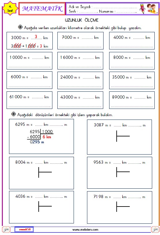 4. Sınıf Matematik Uzunluk Ölçme Etkinliği 20