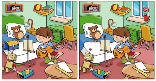Farkı Bulma Etkinliği (Çocuk ve Oyuncaklar Arasındaki 8 Fark)