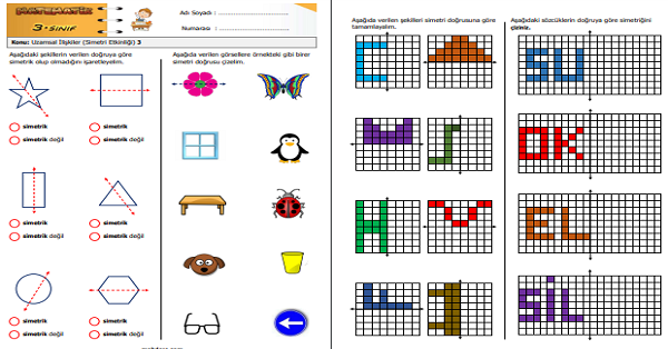 3. Sınıf Matematik Uzamsal İlişkiler (Simetri Etkinliği) 3