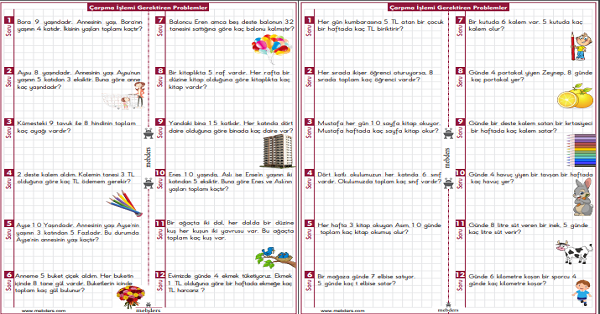 2. Sınıf Matematik Çarpma İşlemi İle İlgili Problemler-6