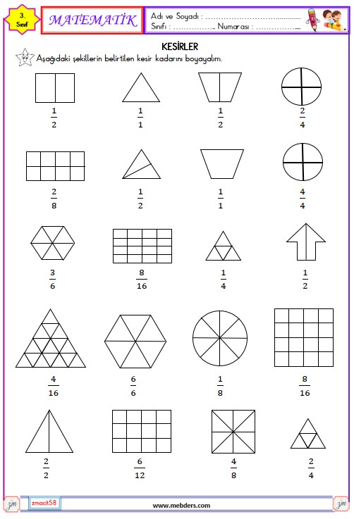 3. Sınıf Matematik Bütün Yarım ve Çeyrek Etkinliği 12