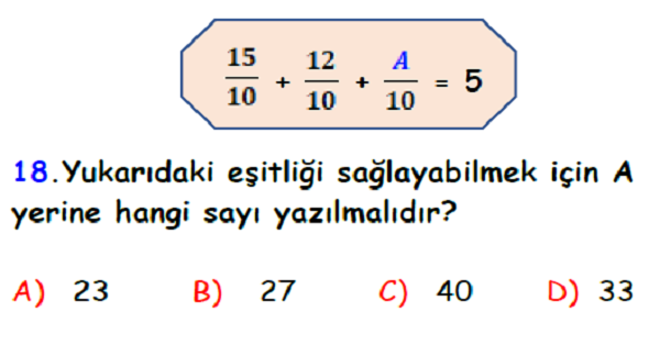 4. Sınıf Matematik Kesirler Yaprak Test-12