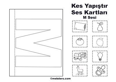 1. Sınıf İlk Okuma Kes Yapıştır Ses Kartı - M Sesi