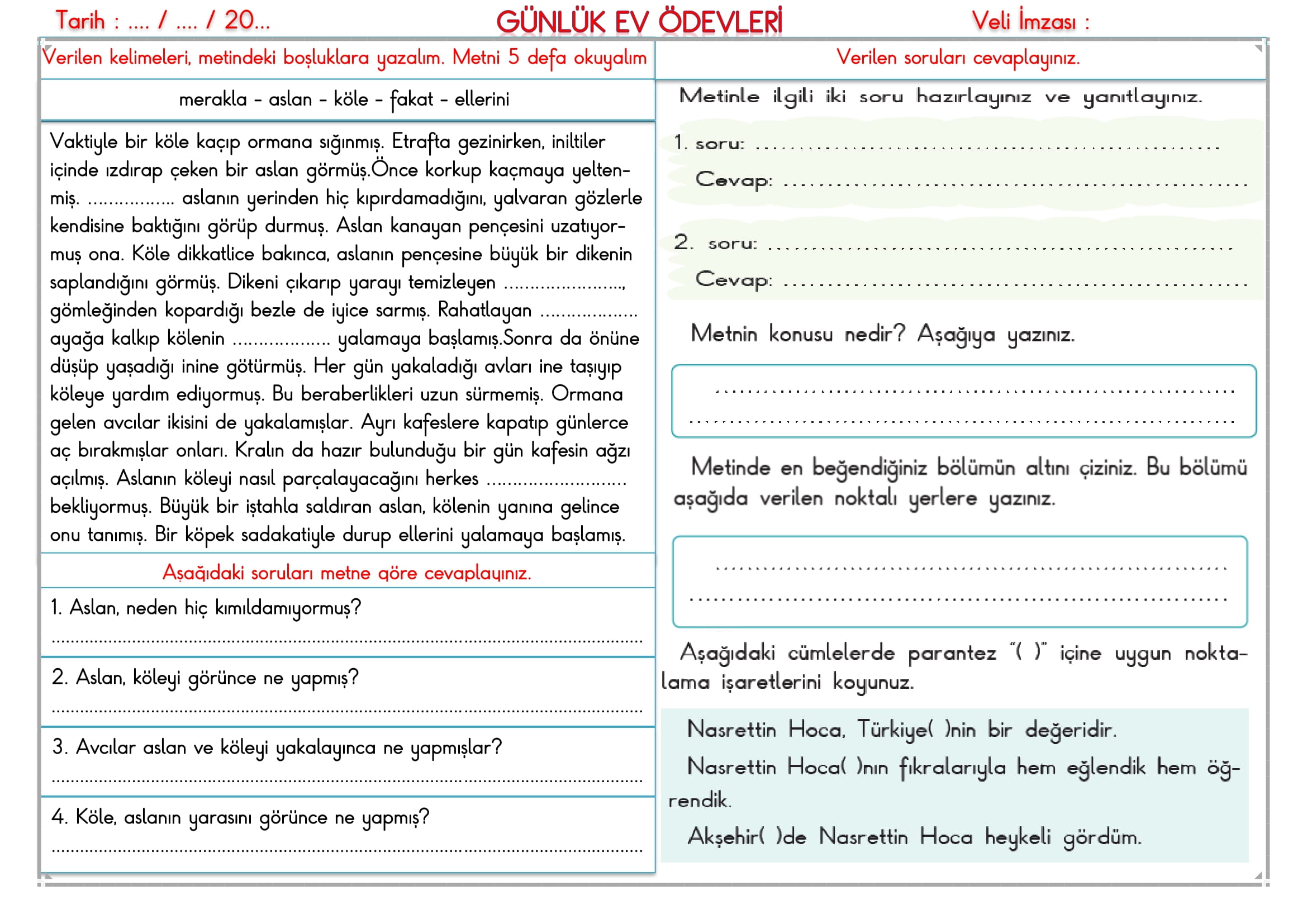 2. Sınıf 13 Aralık 2024 Günlük Ev Ödevi