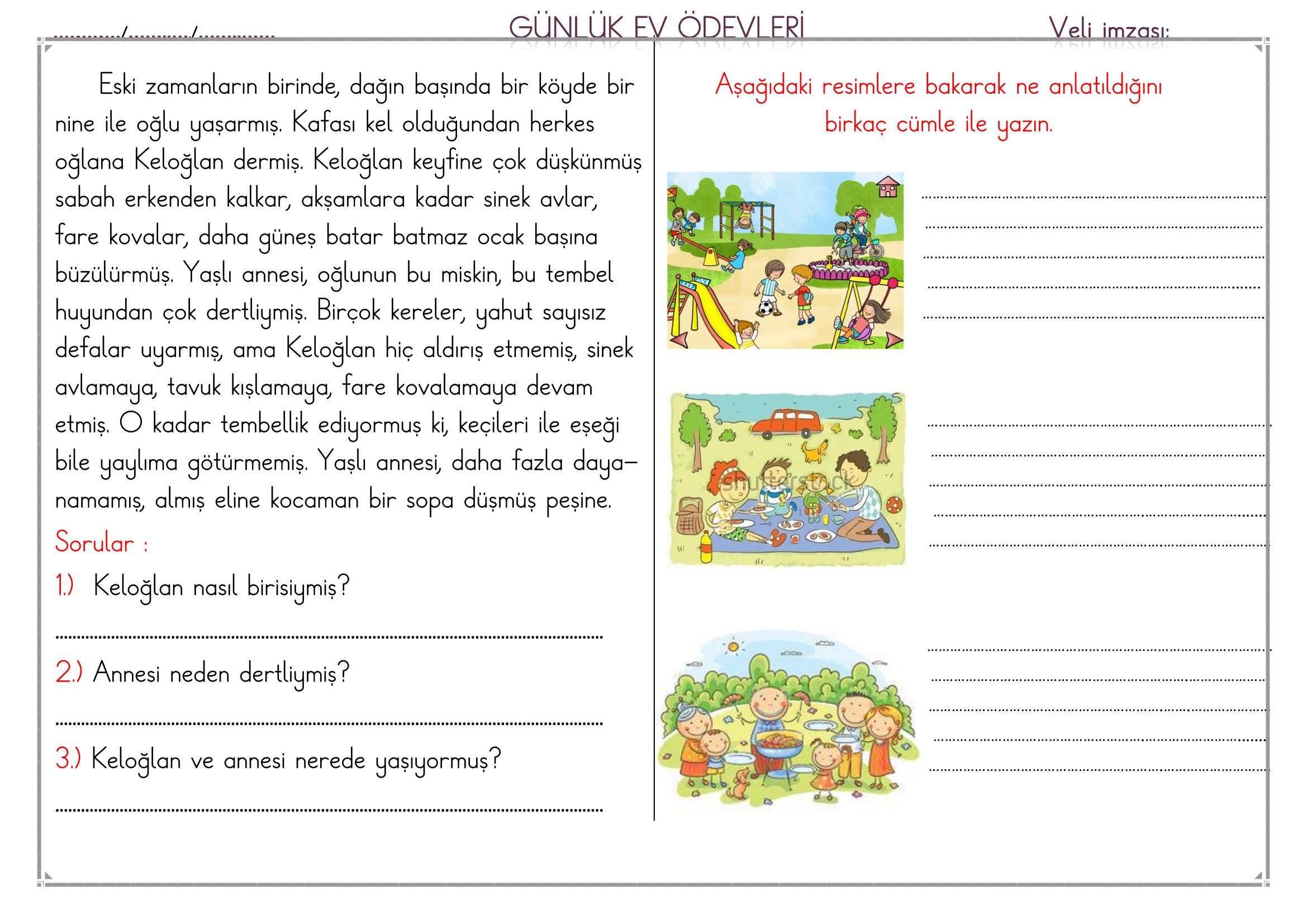 1. Sınıf - 26 Şubat 2026 Günlük Ev Ödevleri