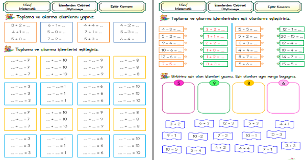 1. Sınıf Matematik Eşitlik Kavramı 4