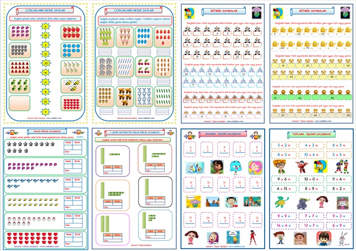 1. Sınıf Matematik Dersi Yarıyıl Tatili Ödevi (8 Sayfa)