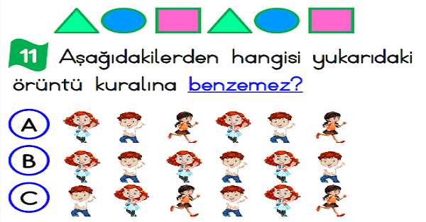 1. Sınıf Matematik Geometrik Örüntüler Yaprak Test