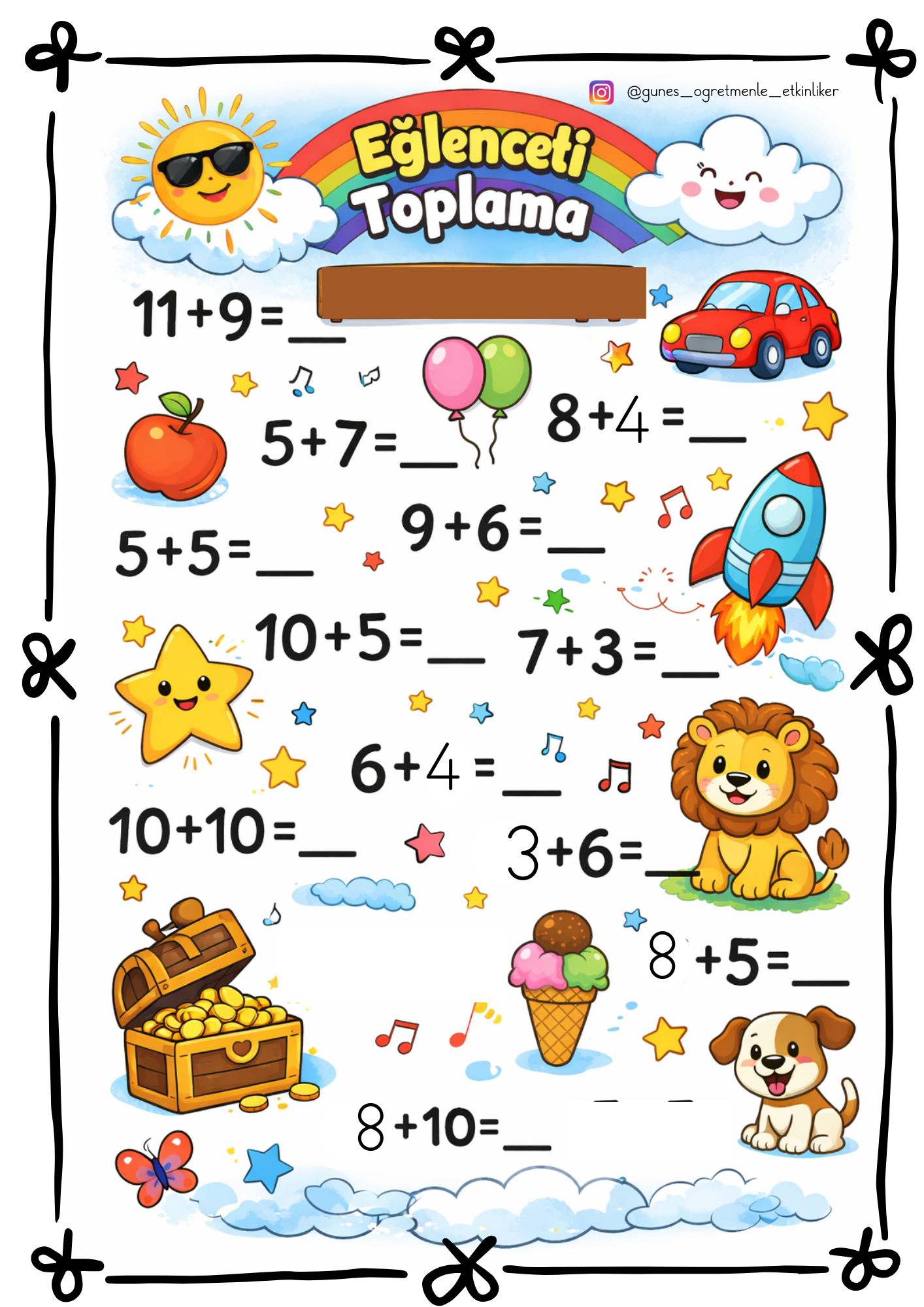 1. Sınıf Matematik Toplama İşlemleri (4 Sayfa)