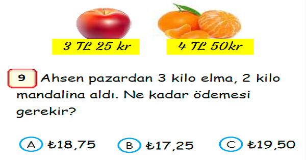 3. Sınıf Matematik Paralarımız Yaprak Test-2