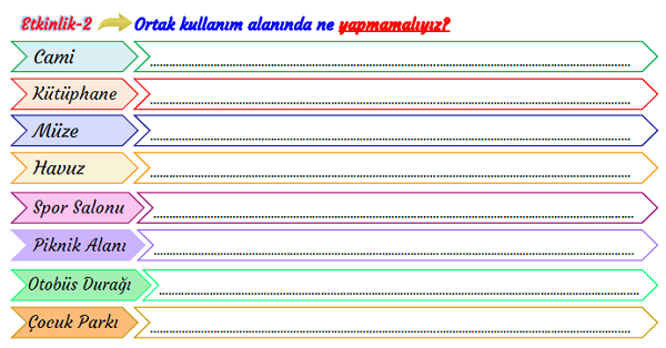 3. Sınıf Hayat Bilgisi Ortak Mallarımızı Koruyalım Etkinliği