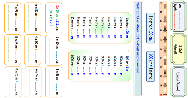 3. Sınıf Matematik Uzunluk Ölçme (Metre ile Santimetre)-2