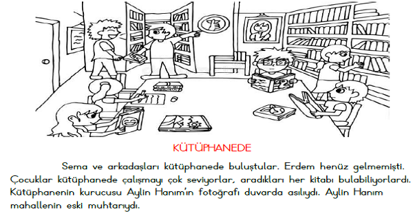 1. Sınıf Türkçe Okuma Anlama (Kütüphane) Etkinliği