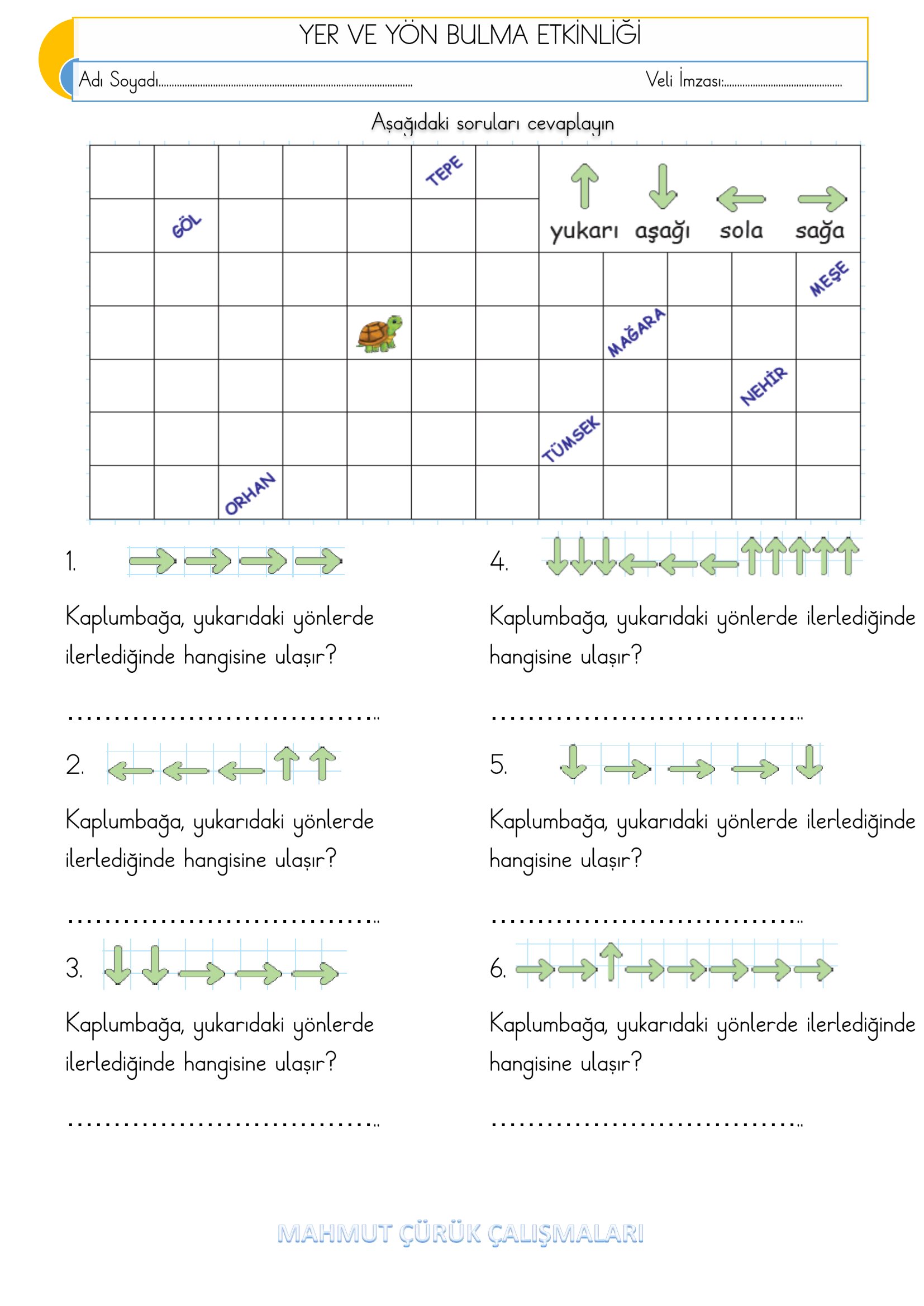 2. Sınıf - Matematik Yer ve Yön Bulma Etkinliği-3