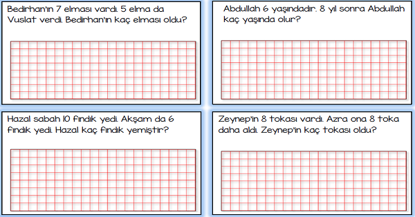 1. Sınıf Matematik Toplama İşlemi Problemleri