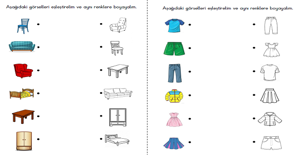 1. Sınıf Matematik Eş Nesneler (Eşleştirme ve Boyama) Etkinliği 7