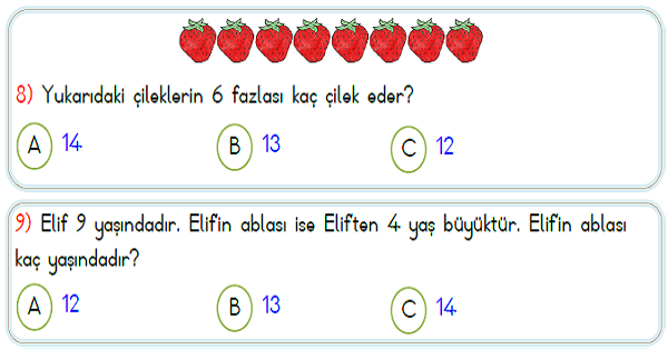 1. Sınıf Matematik Toplama İşlemi Yaprak Test