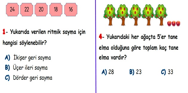 2. Sınıf Matematik Doğal Sayılar-Ritmik Saymalar-Yaprak Test-1