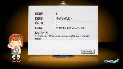 1. Sınıf Matematik Zihinden Toplama İşlemi Sunusu