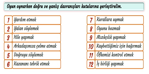 2. Sınıf Hayat Bilgisi Oyun Oynarken Etkinliği