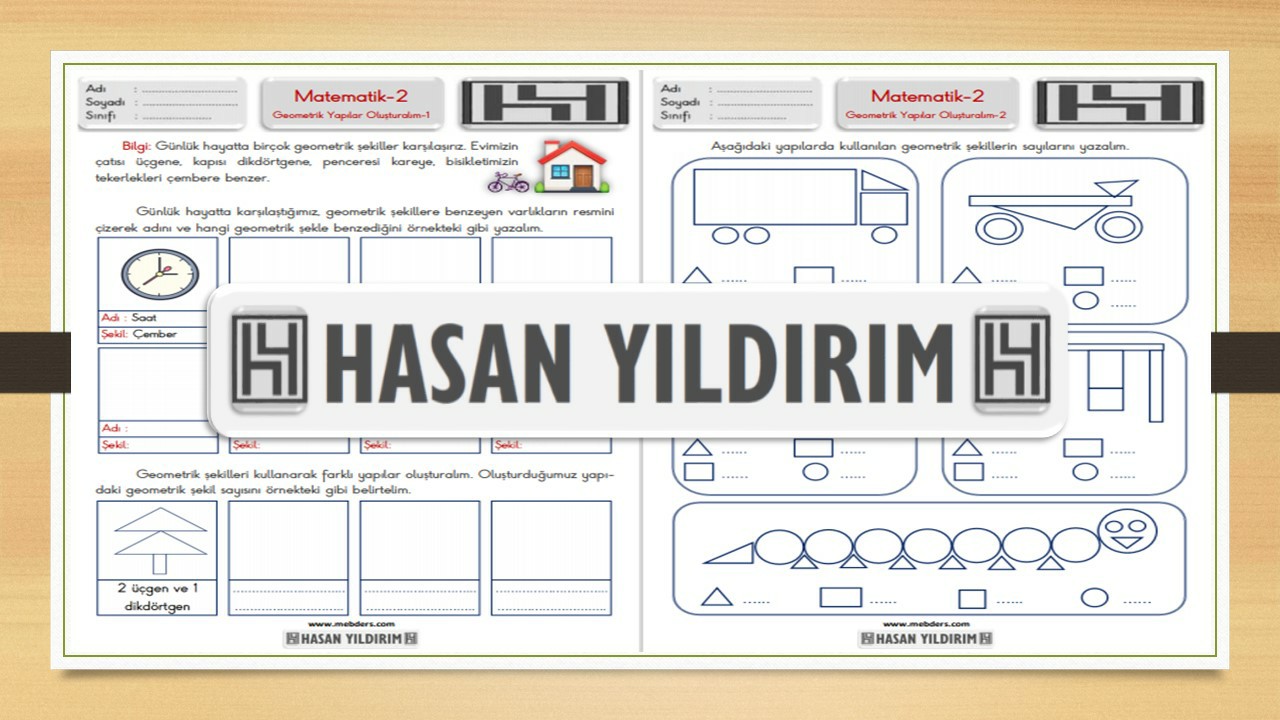 2. Sınıf Matematik Geometrik Yapılar Oluşturalım Çalışma Sayfaları